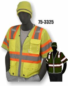 Class 3 High Visibility Yellow Vest, D-ring, High Visibility Piping/edges
